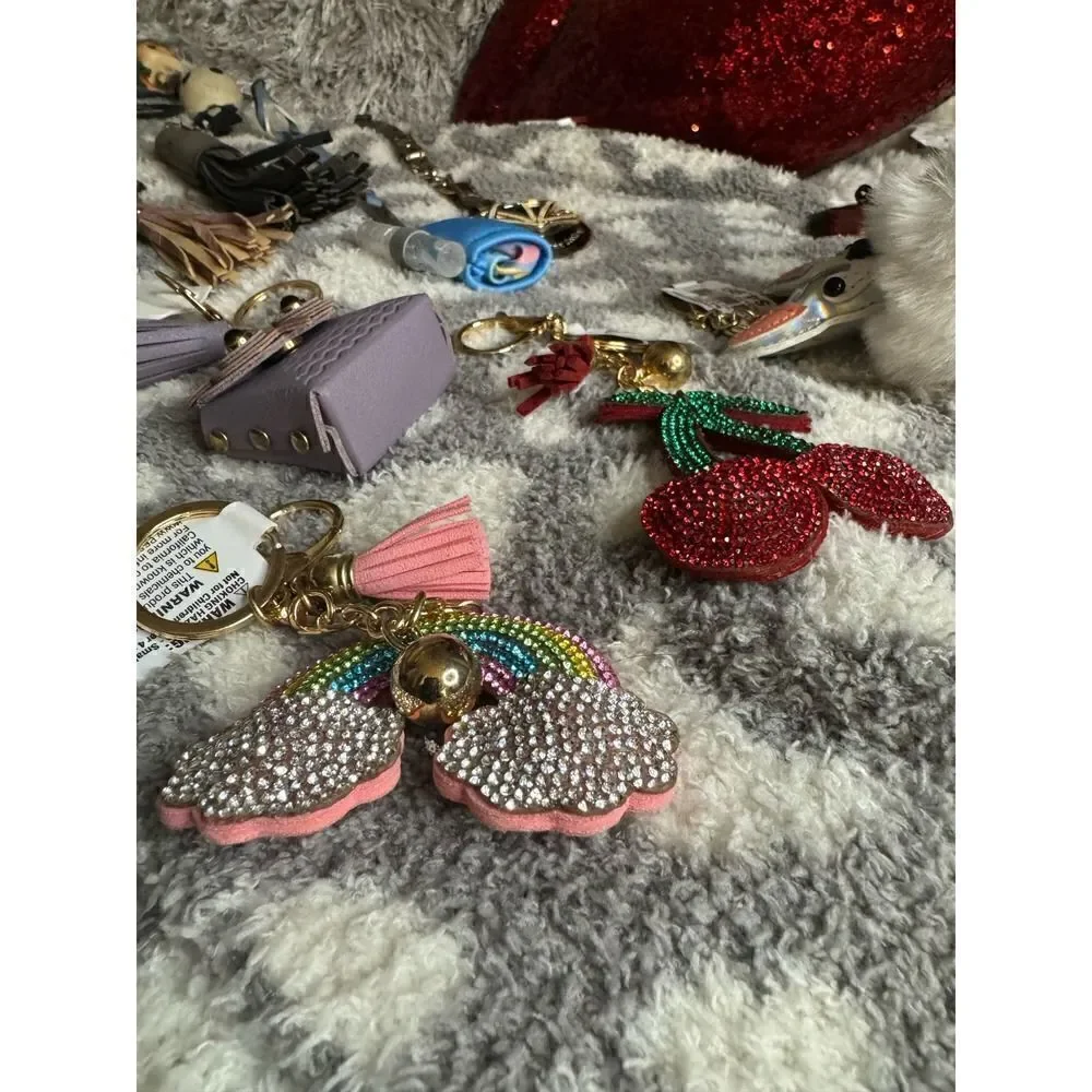 Lot of designer keychains,bag charms bling disney tassell